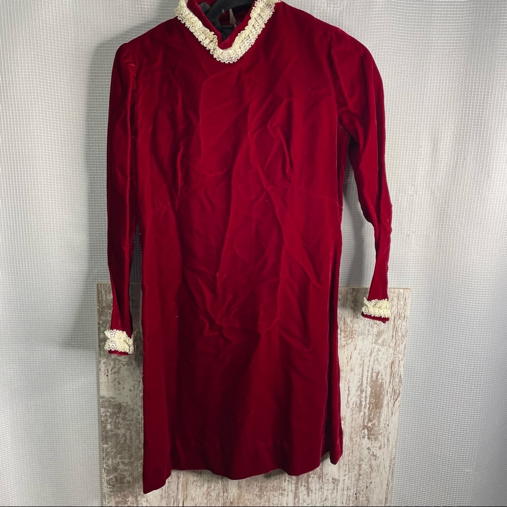 Vintage Handmade Velvet and lace Dress Size Small